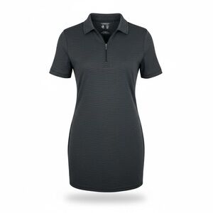 Chic Black Short Sleeve Polo Dress